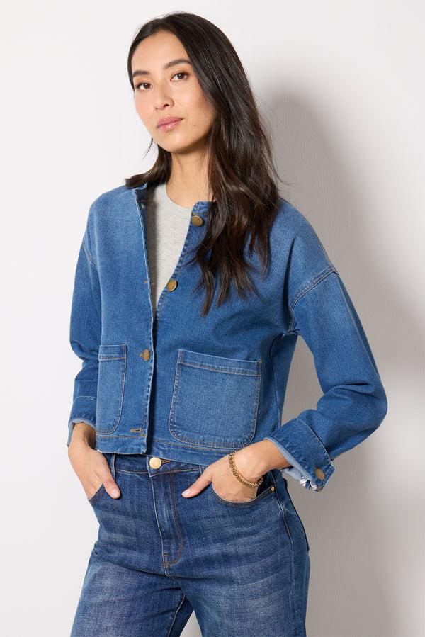 Everve Lolo Hooded Denim Jacket Washeddenim