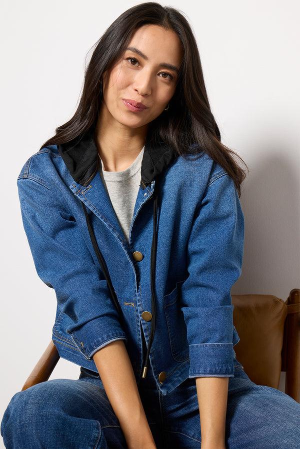 everve Lolo Hooded Denim Jacket Washeddenim