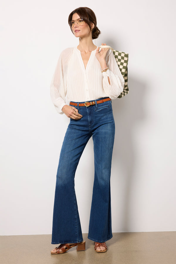 everve Long Sleeve Pleated Blouse Saltbreeze
