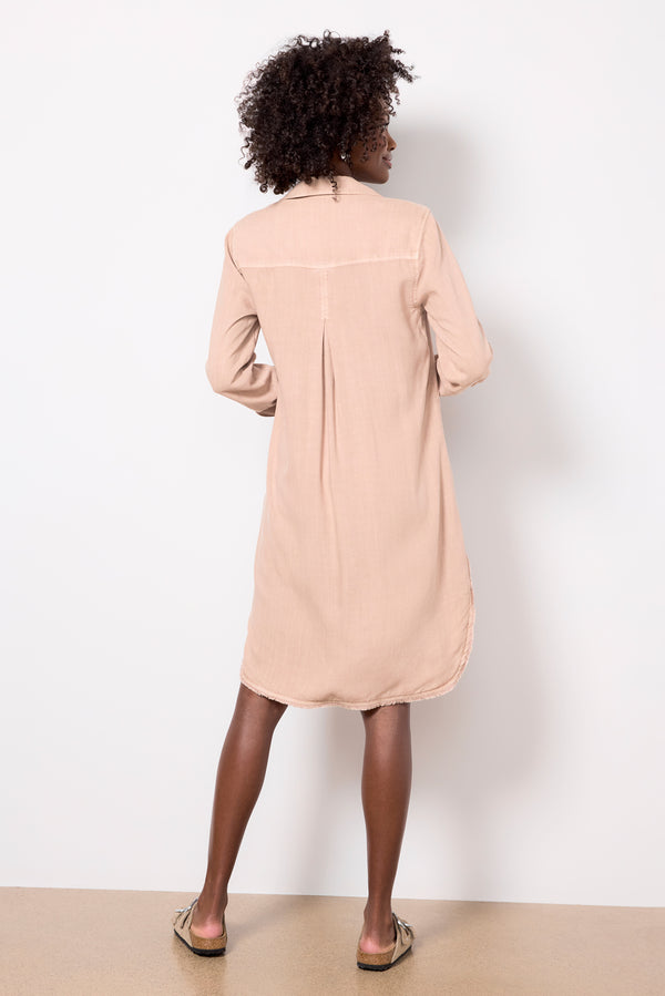 Everve Long Sleeve Shirt Dress Naturalbeige