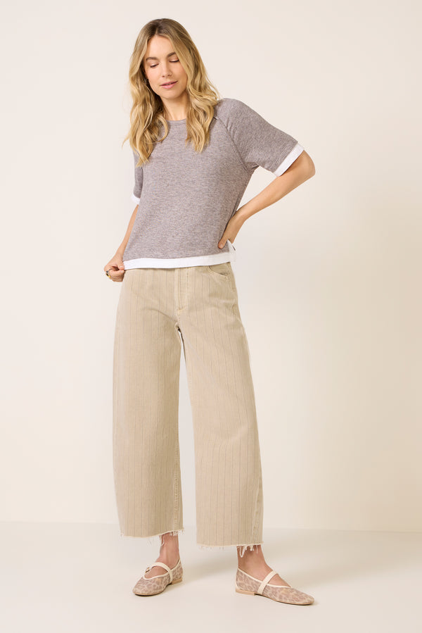 everve Loretta Twofer Tee Oatmeal/White