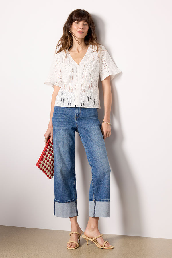 Everve Lottie Eyelet Blouse White