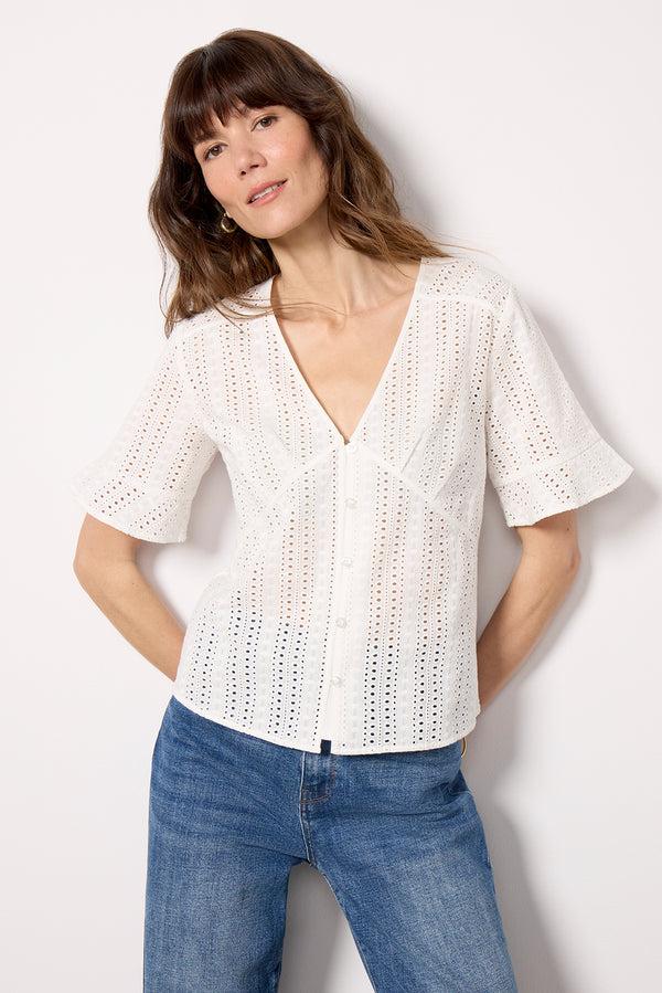 everve Lottie Eyelet Blouse White