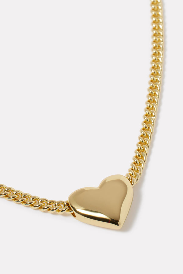 Everve Lou Heart Charm Necklace Gold