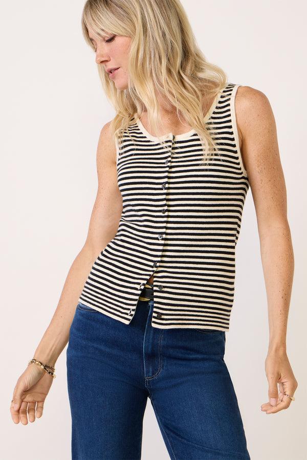 Everve Louisa Vest Cream/Black