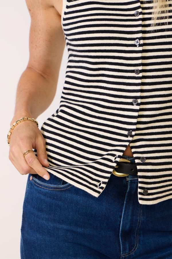 Everve Louisa Vest Cream/Black