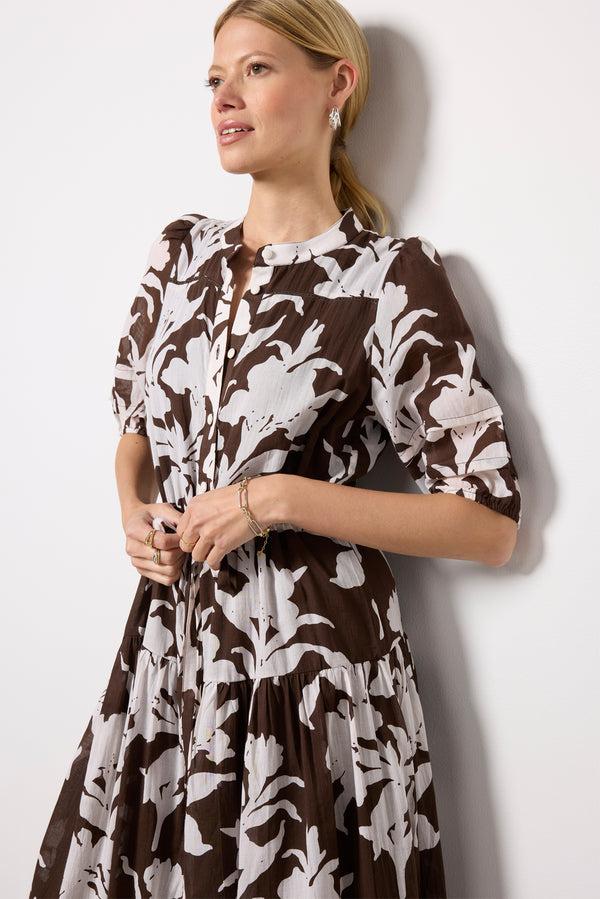 Everve Lucy 4 Basque Dress Chocolate/Ivory