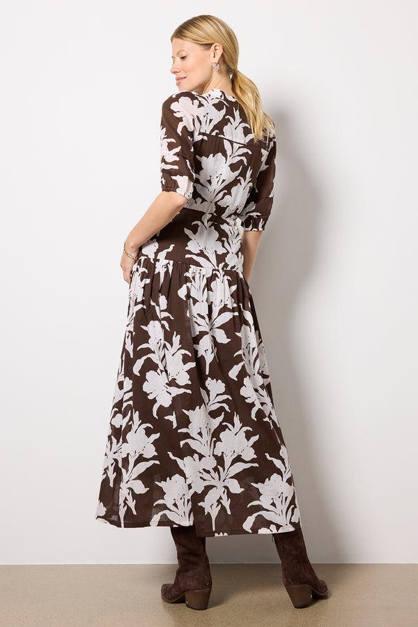 Everve Lucy 4 Basque Dress Chocolate/Ivory