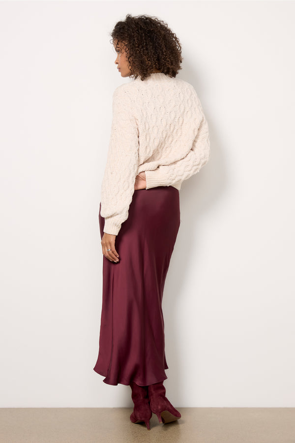 Everve Maddie Satin Skirt Burgundy