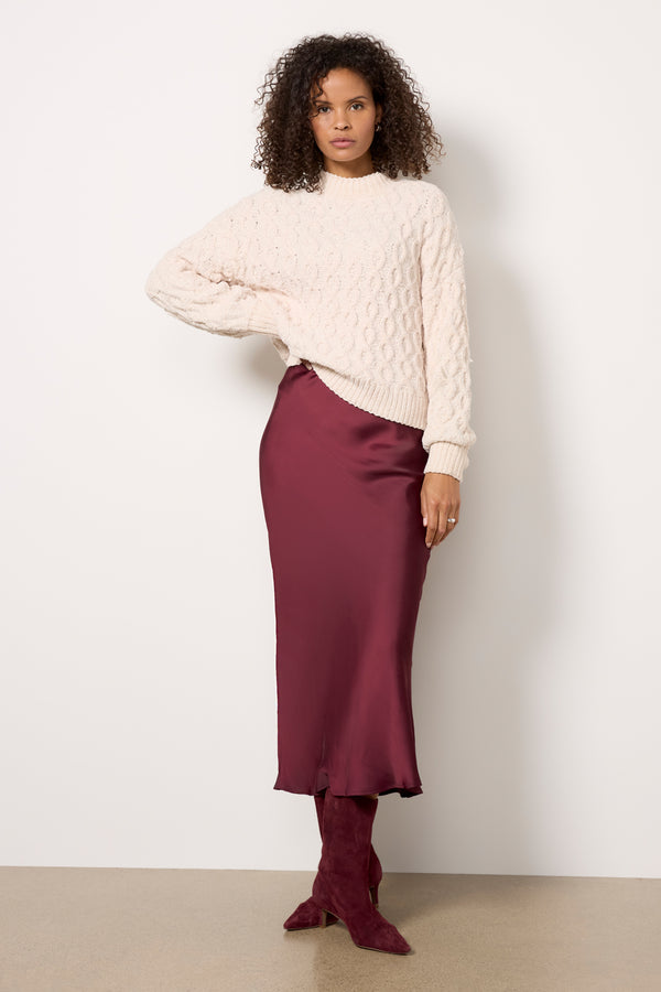 everve Maddie Satin Skirt Burgundy