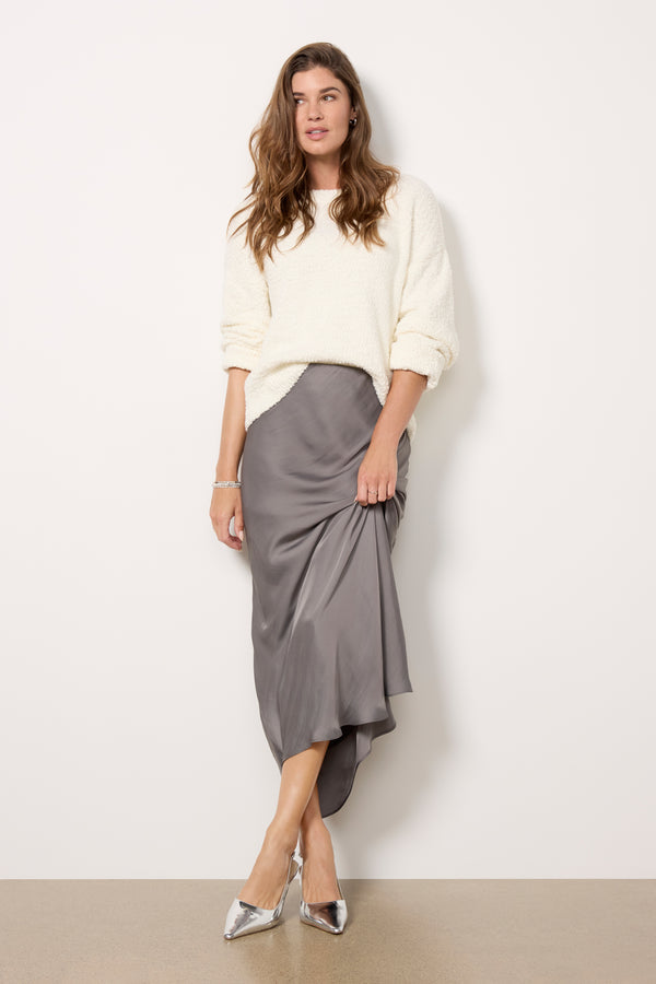 everve Maddie Satin Skirt Gunmetal