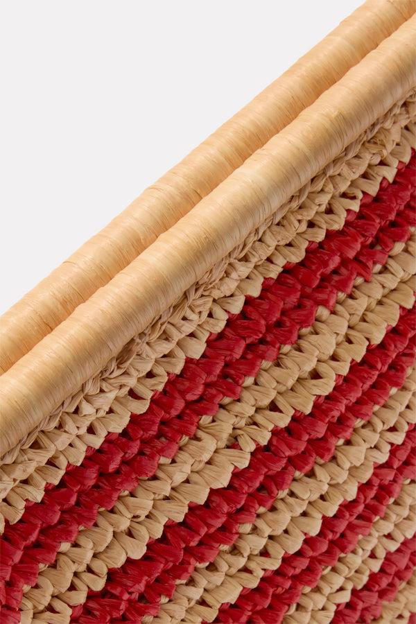 Everve Maeve Striped Clutch Sand/Red