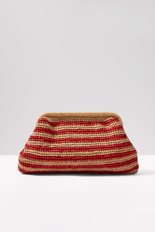 everve Maeve Striped Clutch Sand/Red