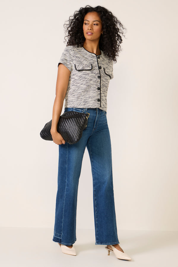 Everve Margot Tweed Jacket Cream/Black