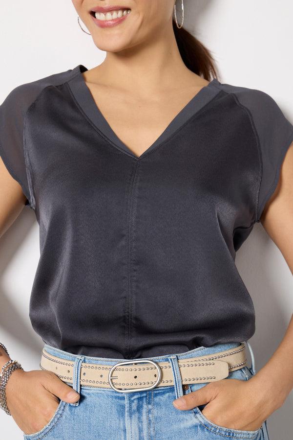 Everve Mariah Remix Satin Tee Ebony