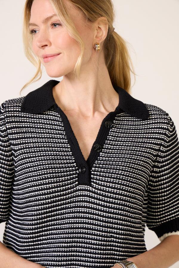 Everve Marley Striped Pullover Black/Ivory