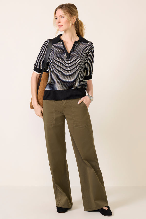 Everve Marley Striped Pullover Black/Ivory