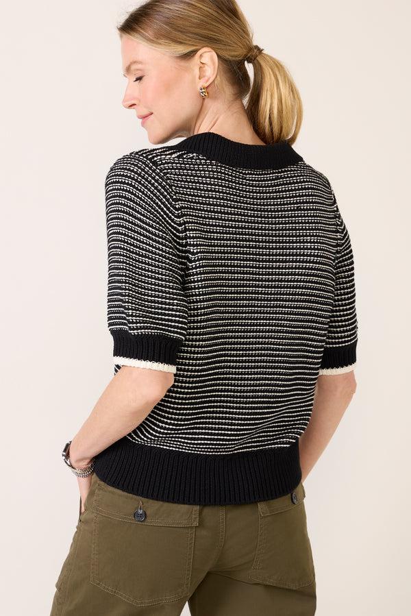 Everve Marley Striped Pullover Black/Ivory