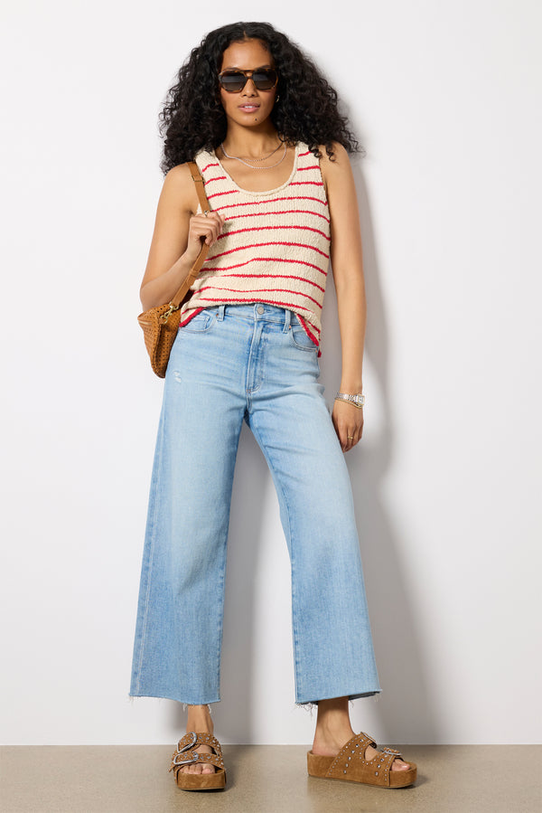 Everve Marlowe Sweater Tank Oat/Redstripe