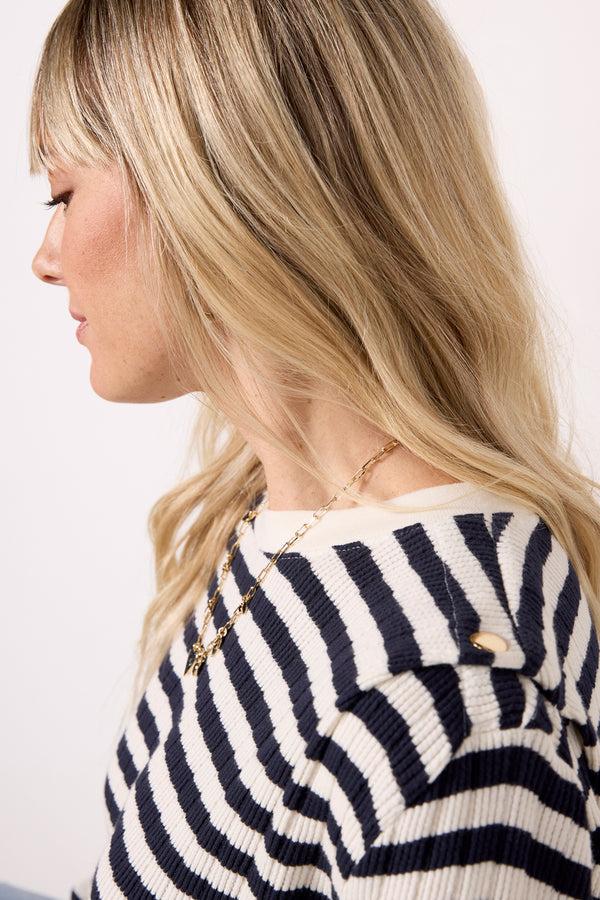 Everve Marsel Long Sleeve Top Pointellestripe