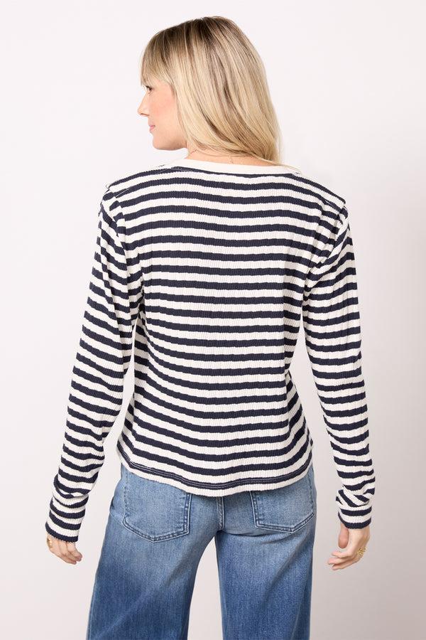 Everve Marsel Long Sleeve Top Pointellestripe