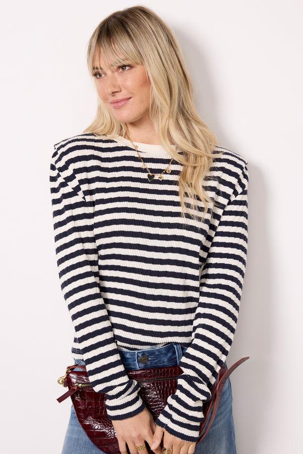 everve Marsel Long Sleeve Top Pointellestripe