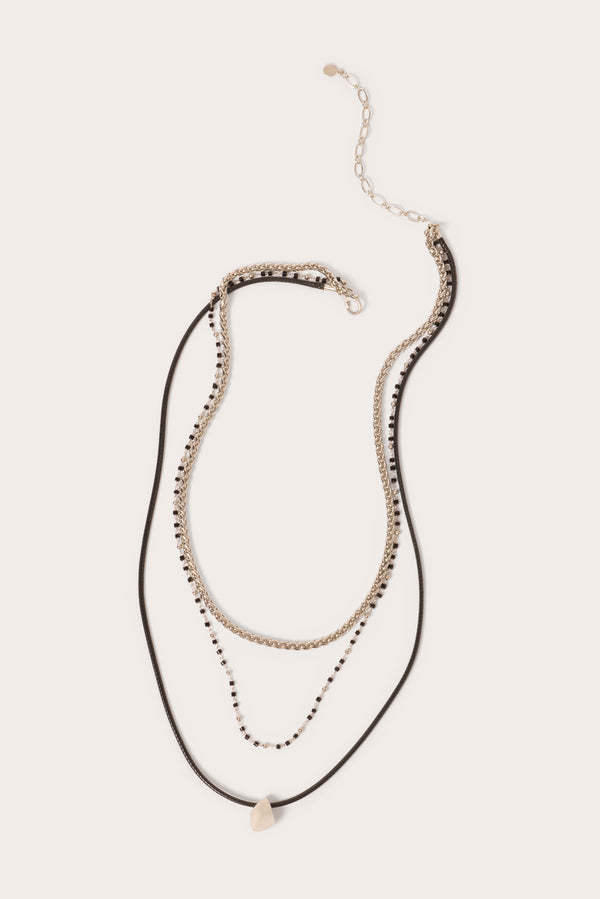 everve Maxine Layered Necklace Silver/Black