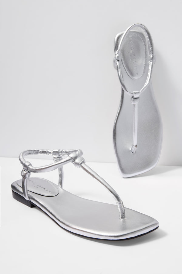 everve Maycee T Strap Sandal Silver