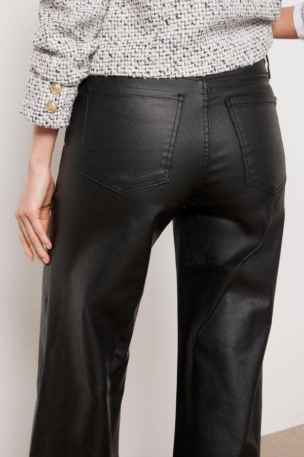 Everve Meg Coated Wide Leg Black