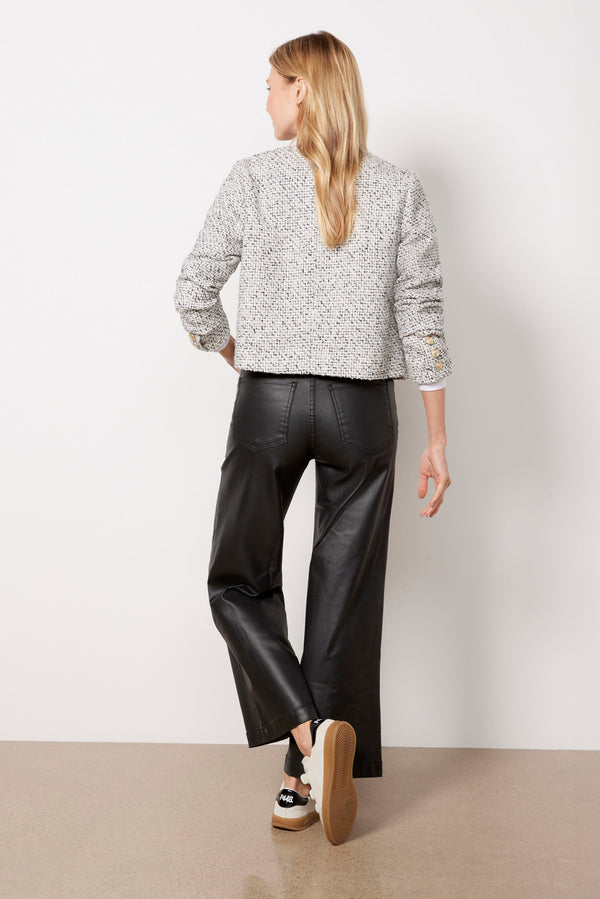 Everve Meg Coated Wide Leg Black