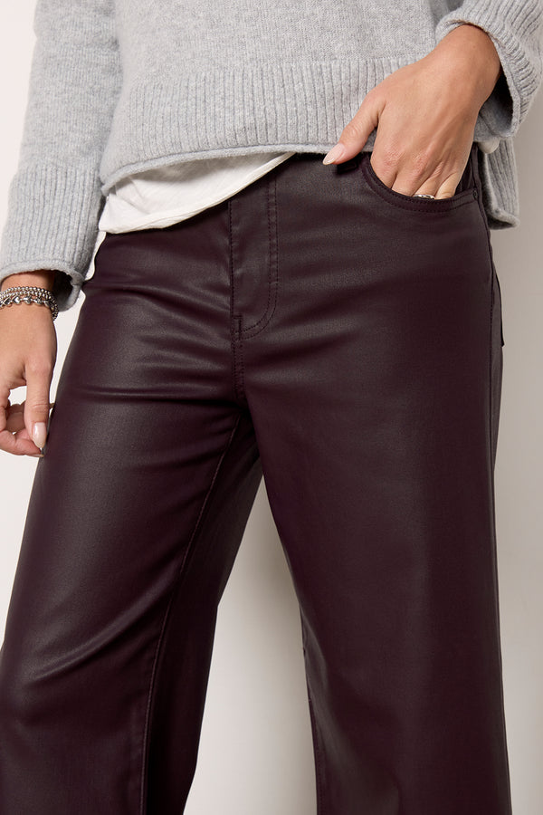 Everve Meg Coated Wide Leg Sangria