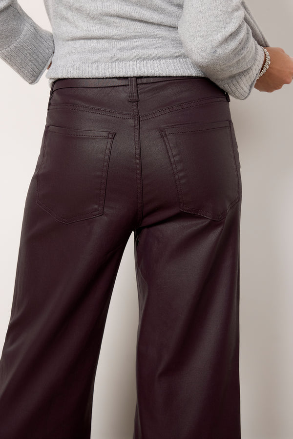 Everve Meg Coated Wide Leg Sangria