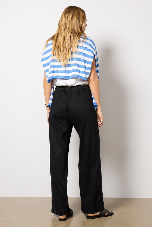 Everve Meg Linen Trouser Black