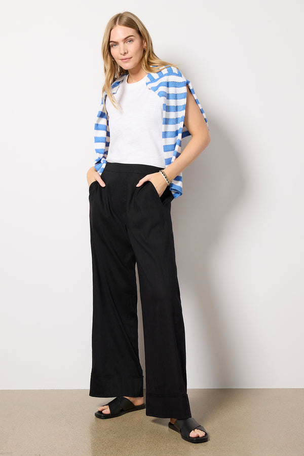 everve Meg Linen Trouser Black