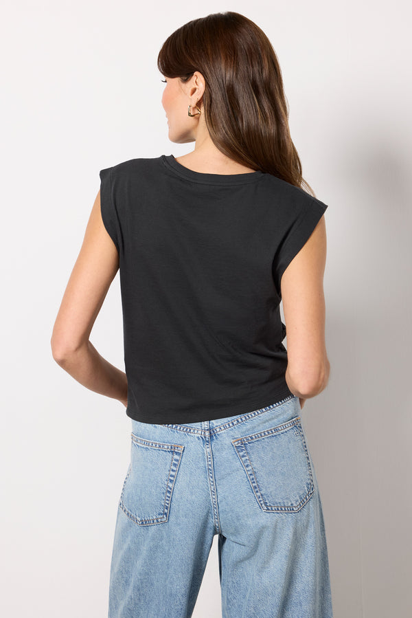 Everve Mica Cropped Tank Black