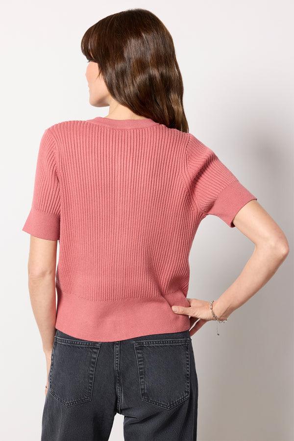 Everve Micha Short Sleeve Cardigan Mauvewood