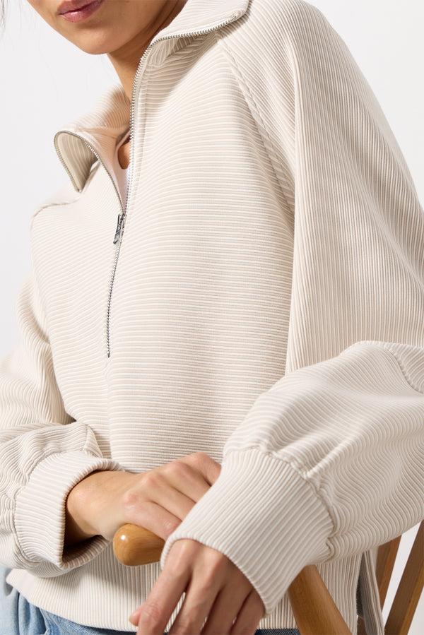 Everve Milano Half Zip Sweat Silvergrey/Snowwhite