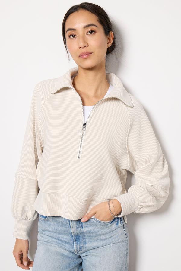 everve Milano Half Zip Sweat Silvergrey/Snowwhite