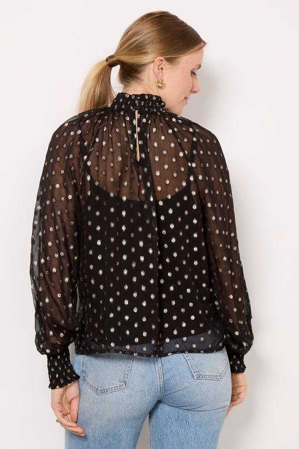 Everve Millie Metallic Dot Blouse Black