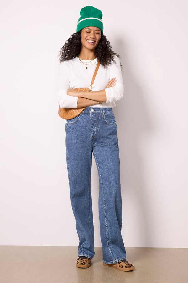 everve Miramar Fleece Terry Wide Leg Topaz