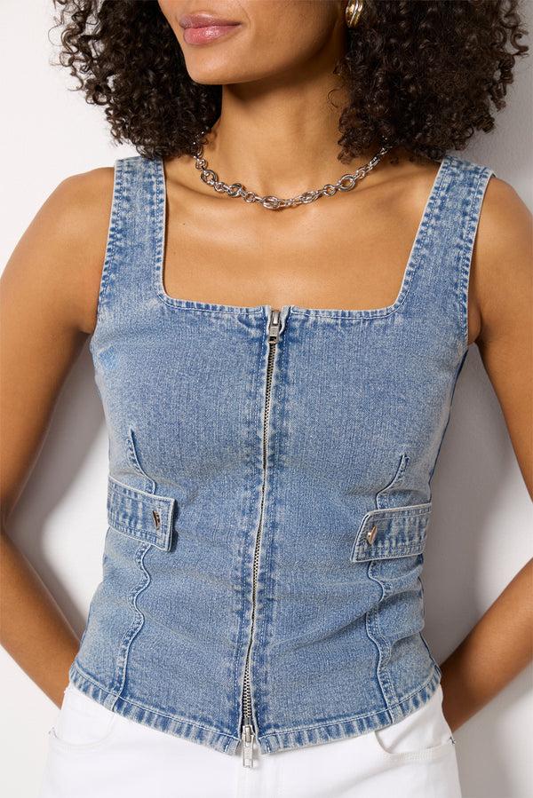 Everve Mitchie Denim Corset Denimblue
