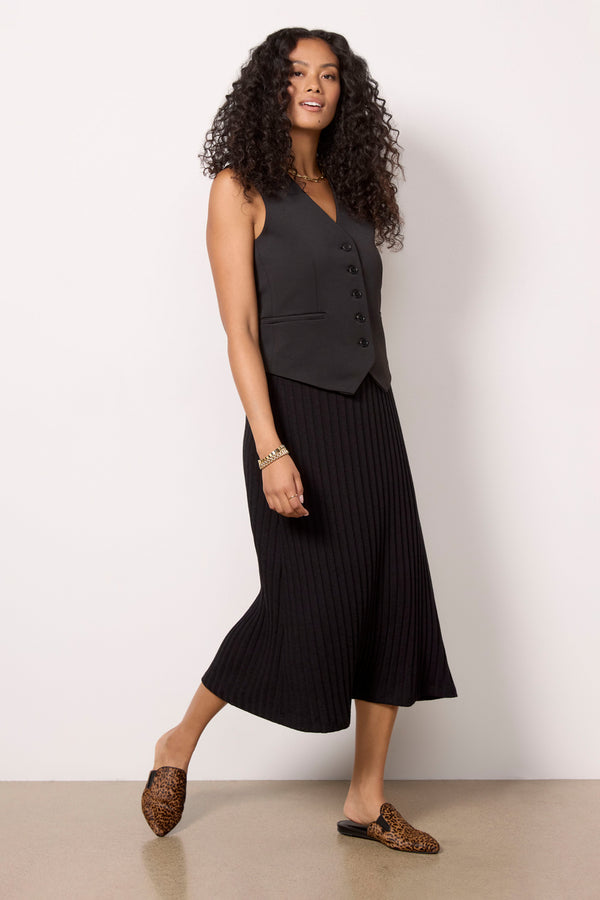 everve Molly Midi Skirt W/ Slit Black