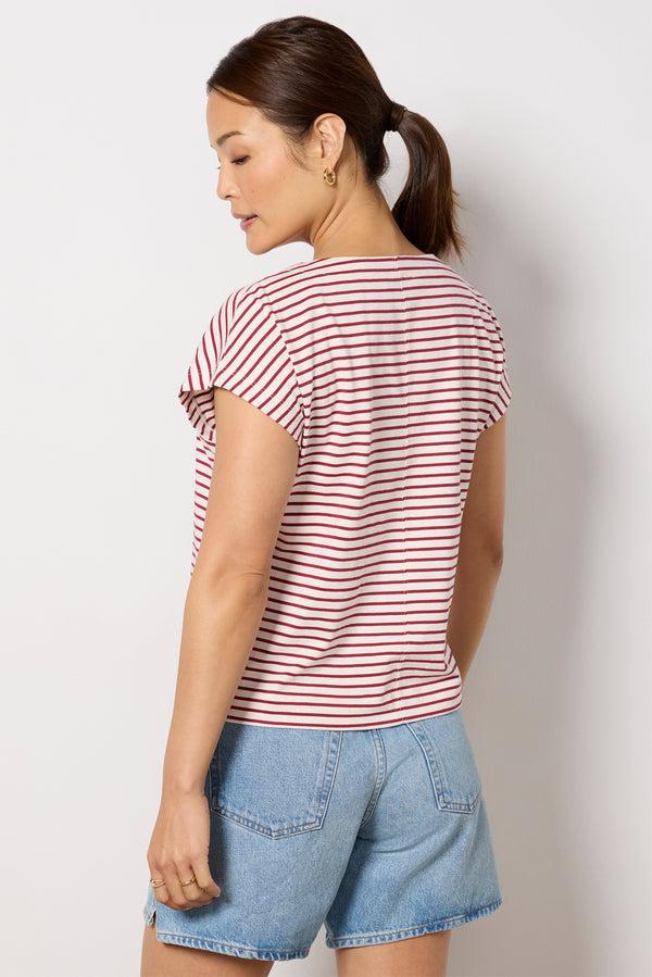 Everve Molly Striped Boatneck Muscle Tee Redstripe