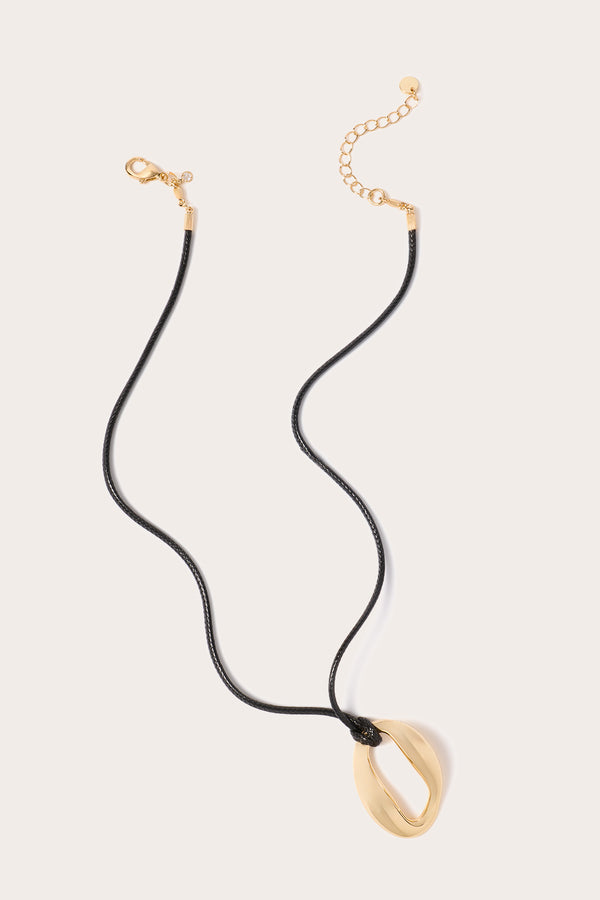 Everve Mona Cord Pendant Necklace Gold/Black