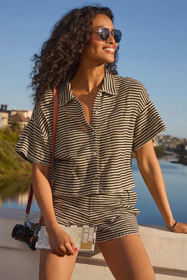 everve Monaco Button Up Black