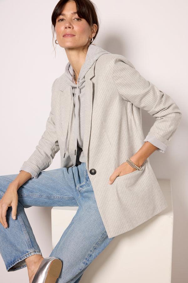 everve Monroe Pinstripe Blazer Seasalt