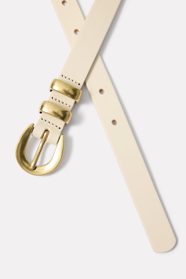 Everve Montana Skinny Belt Ecru