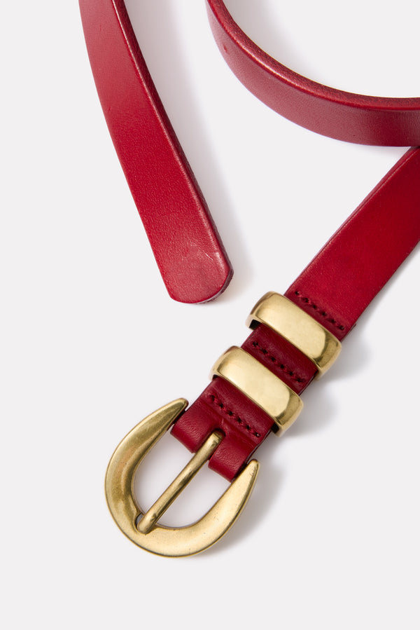 Everve Montana Skinny Belt Red