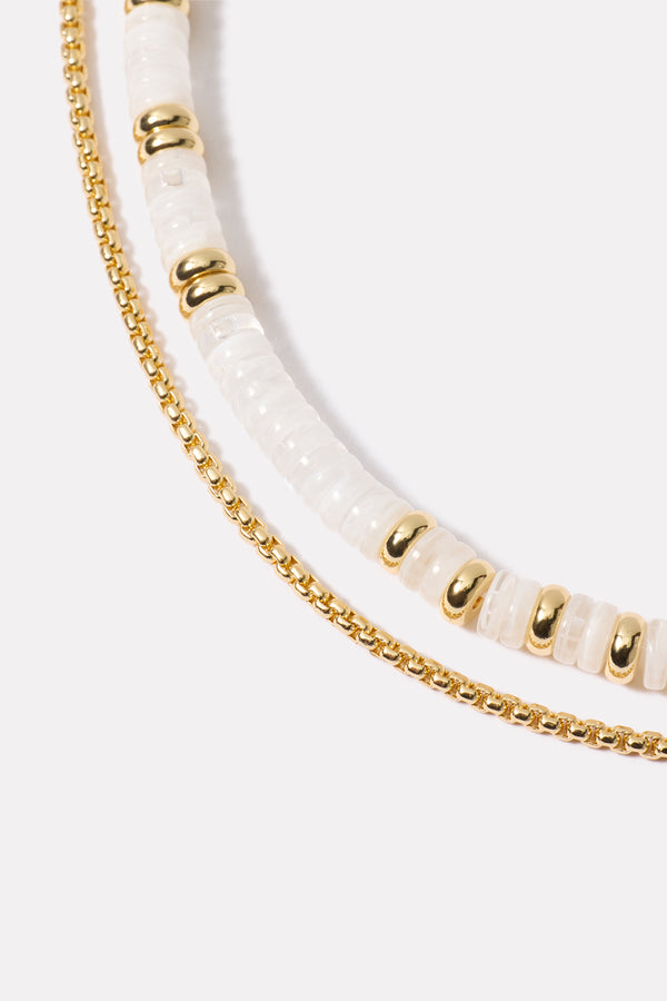 Everve Murphie Layered Necklace White/Gold
