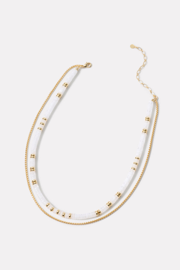 everve Murphie Layered Necklace White/Gold